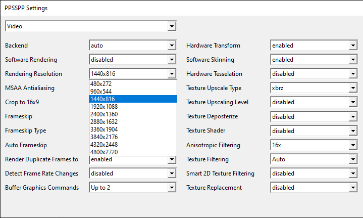RALibretro - PPSSPP Rendering Resolution setting